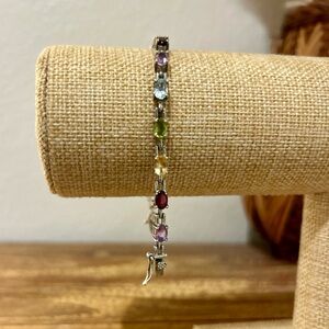 Multi Gemstone 925 Sterling Silver Bracelet